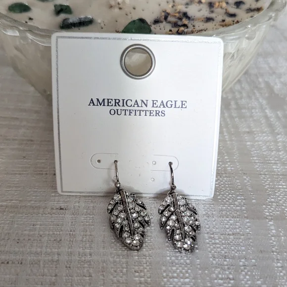 American Eagle Feather Rhinestone Earrings - Picture 9 of 9